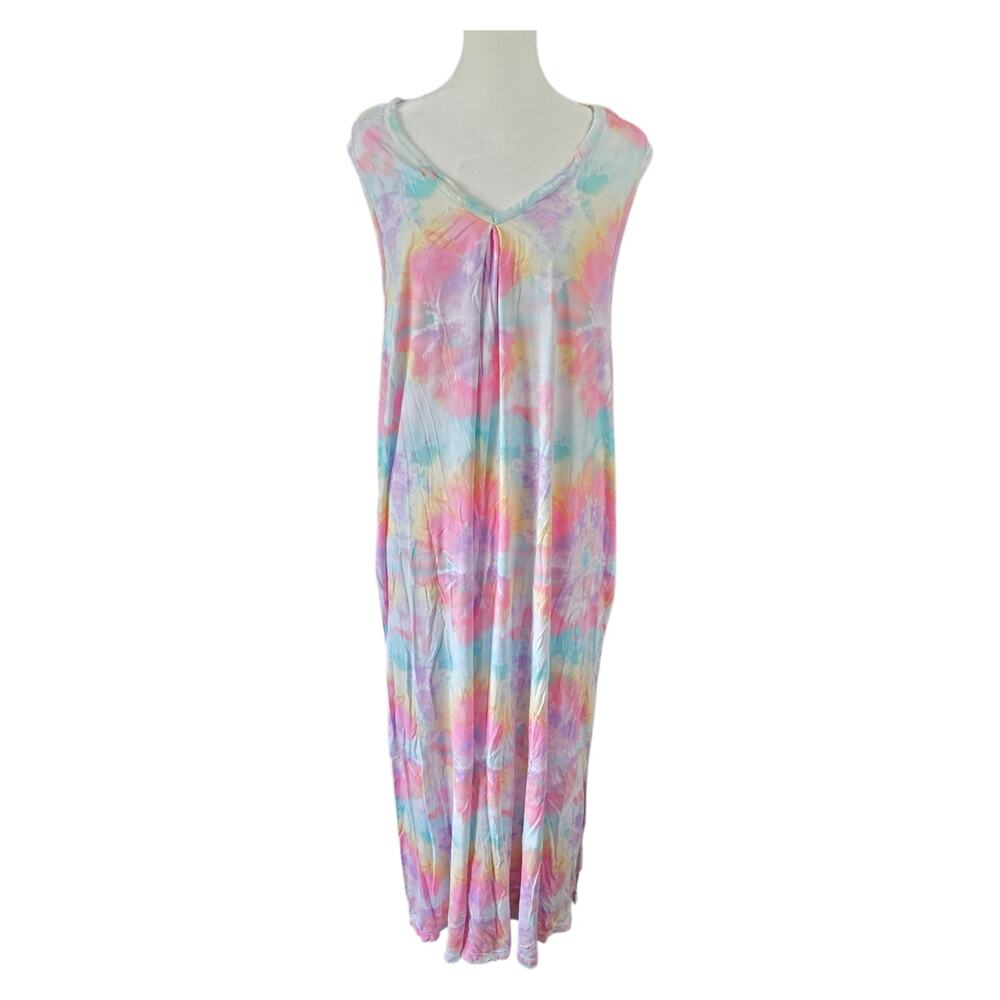 Koolaburra by UGG Maxi Tee Dress Loungewear Multi Color Tye Dye 3X